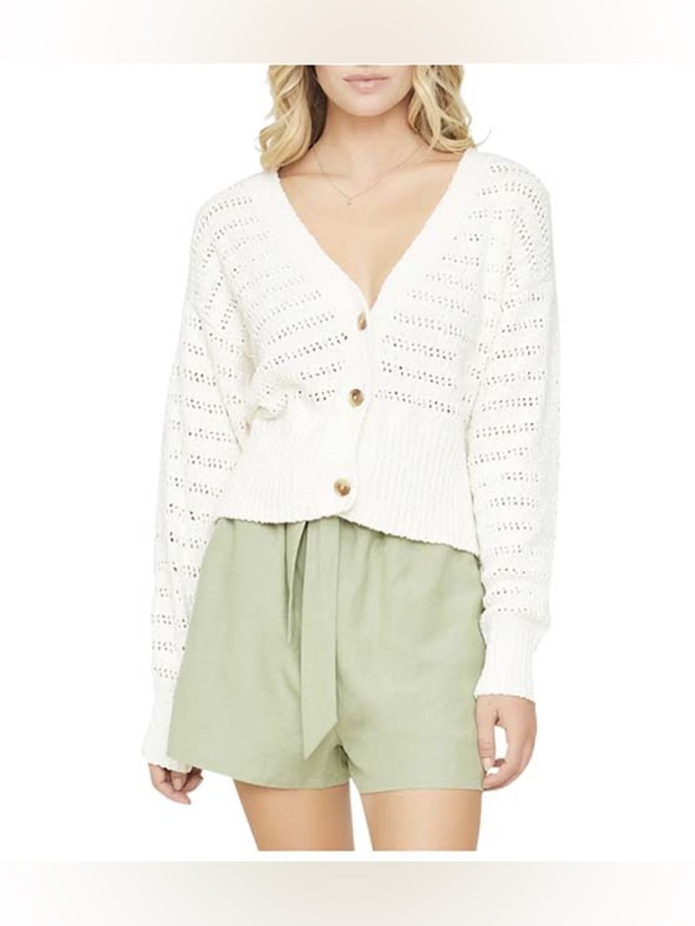 NWT Lost + Wander Sundown Cardigan Women's Cream Open-Knit Button - Sz XS/S